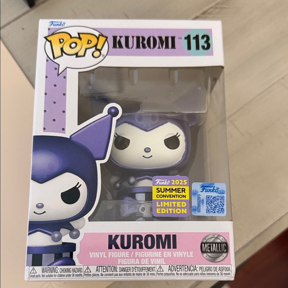 NWT..Funko Kuromi Metallic Purple and White Figure #113 smoke and pet free home.